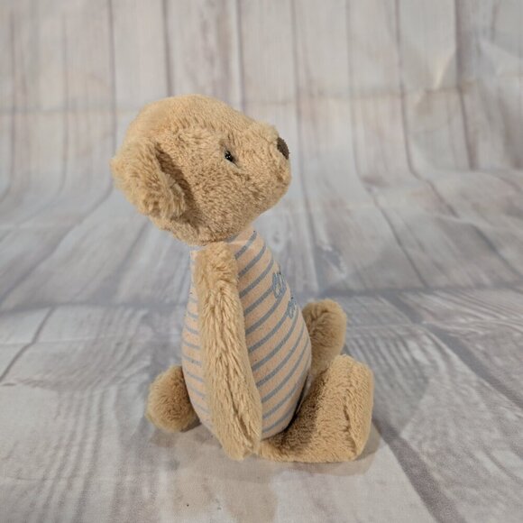 JellyCat Beige Little One Blue Bear Rattle Soft Plush Toy - Picture 4 of 8